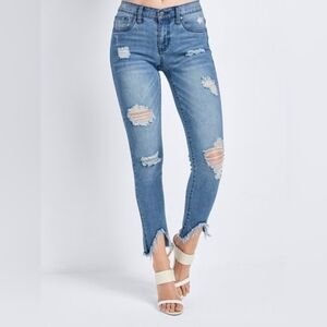 Venus Triangle Hem distressed ankle jeans, size 8